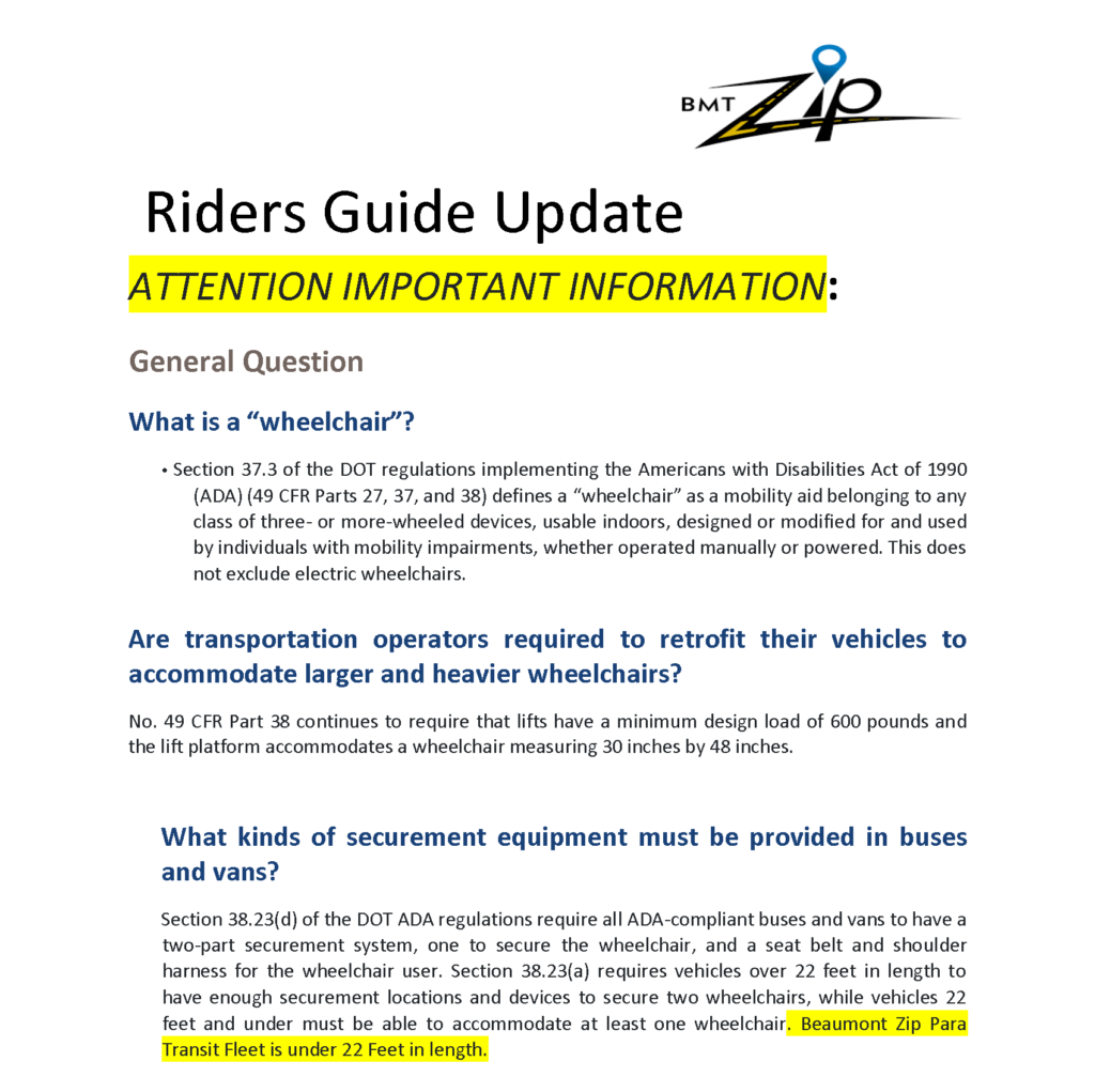 Wheelchair Guidelines Beaumont ZIP